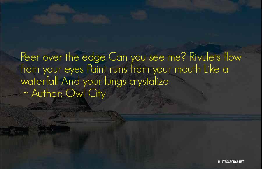 Owl City Quotes: Peer Over The Edge Can You See Me? Rivulets Flow From Your Eyes Paint Runs From Your Mouth Like A