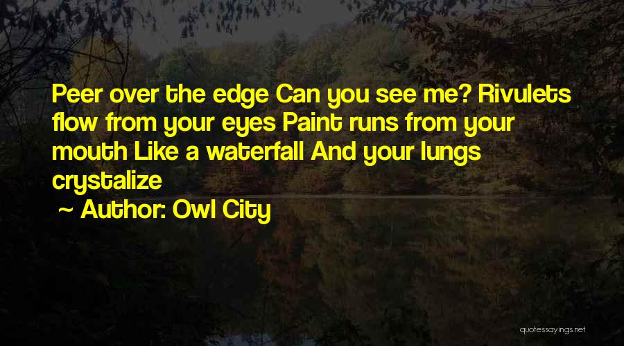 Owl City Quotes: Peer Over The Edge Can You See Me? Rivulets Flow From Your Eyes Paint Runs From Your Mouth Like A