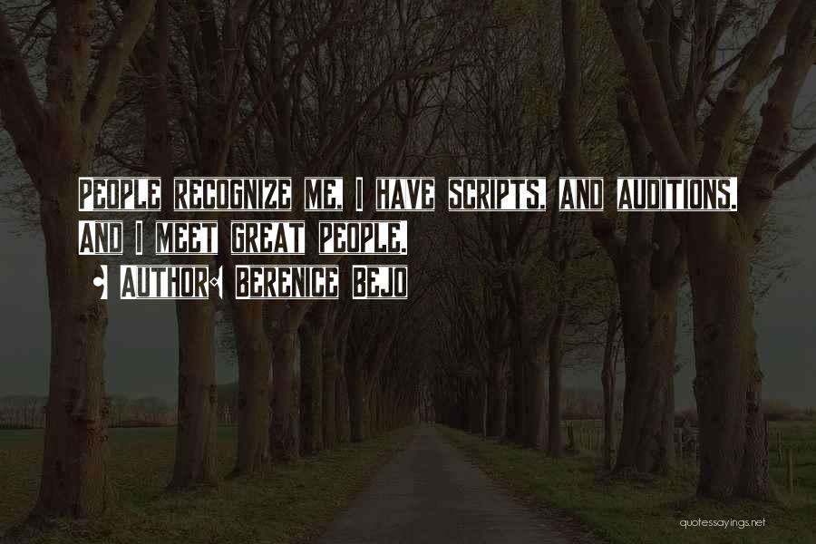 Berenice Bejo Quotes: People Recognize Me, I Have Scripts, And Auditions. And I Meet Great People.