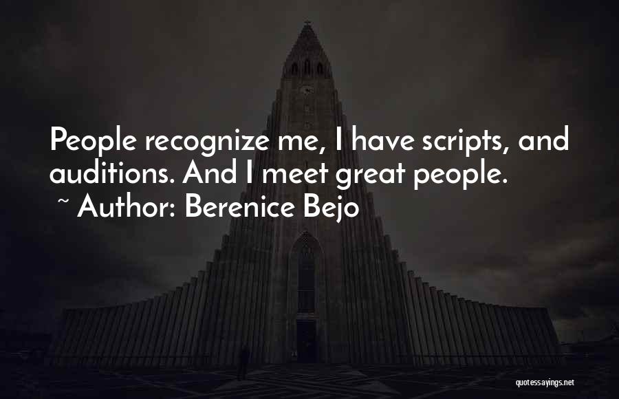 Berenice Bejo Quotes: People Recognize Me, I Have Scripts, And Auditions. And I Meet Great People.