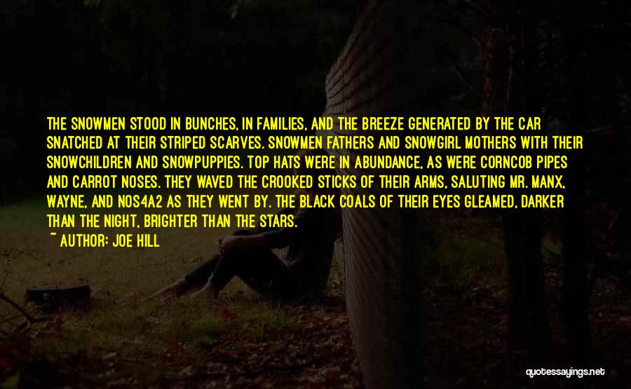 Joe Hill Quotes: The Snowmen Stood In Bunches, In Families, And The Breeze Generated By The Car Snatched At Their Striped Scarves. Snowmen