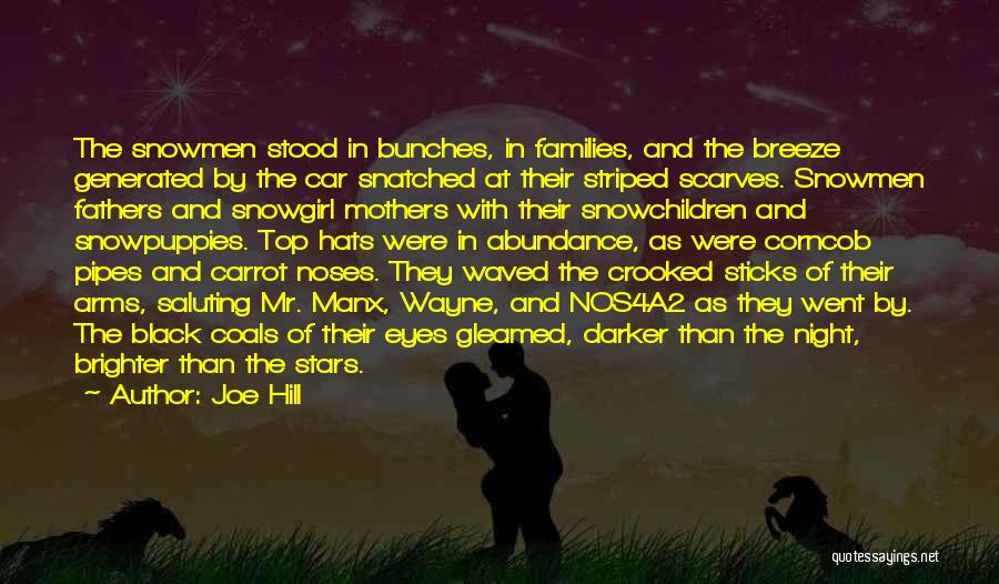 Joe Hill Quotes: The Snowmen Stood In Bunches, In Families, And The Breeze Generated By The Car Snatched At Their Striped Scarves. Snowmen