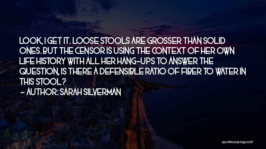 Sarah Silverman Quotes: Look, I Get It. Loose Stools Are Grosser Than Solid Ones. But The Censor Is Using The Context Of Her