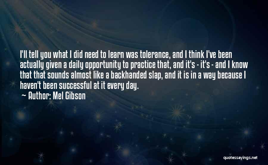 Mel Gibson Quotes: I'll Tell You What I Did Need To Learn Was Tolerance, And I Think I've Been Actually Given A Daily