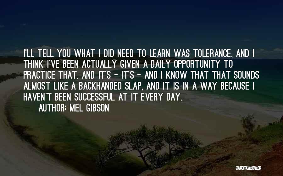 Mel Gibson Quotes: I'll Tell You What I Did Need To Learn Was Tolerance, And I Think I've Been Actually Given A Daily