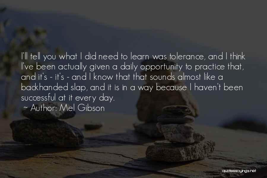 Mel Gibson Quotes: I'll Tell You What I Did Need To Learn Was Tolerance, And I Think I've Been Actually Given A Daily