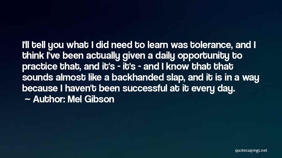 Mel Gibson Quotes: I'll Tell You What I Did Need To Learn Was Tolerance, And I Think I've Been Actually Given A Daily