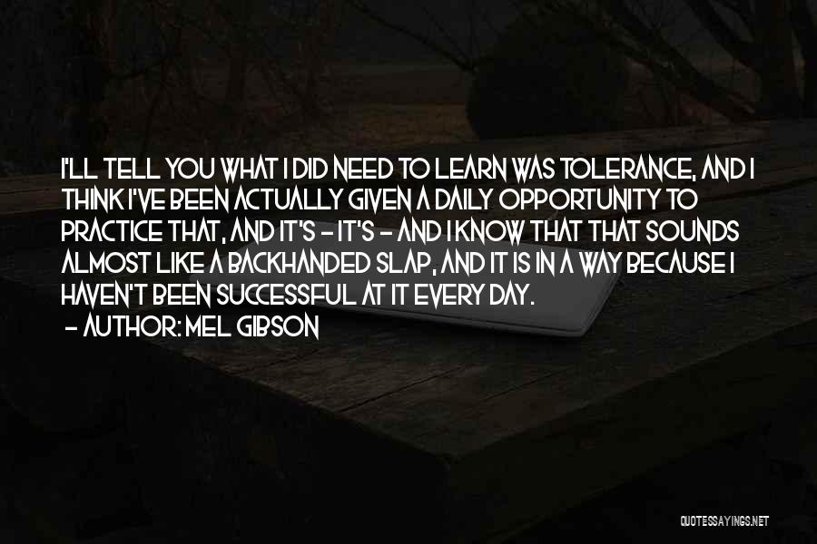 Mel Gibson Quotes: I'll Tell You What I Did Need To Learn Was Tolerance, And I Think I've Been Actually Given A Daily