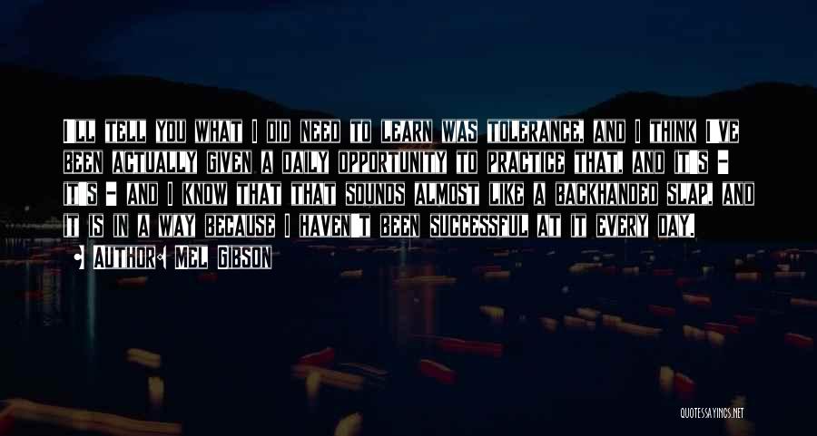 Mel Gibson Quotes: I'll Tell You What I Did Need To Learn Was Tolerance, And I Think I've Been Actually Given A Daily