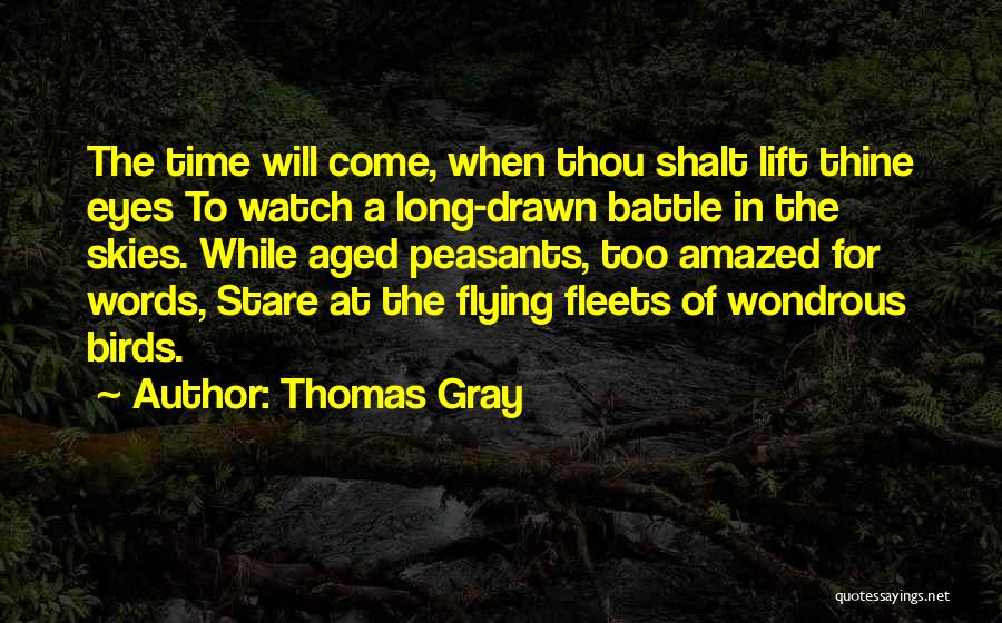 Thomas Gray Quotes: The Time Will Come, When Thou Shalt Lift Thine Eyes To Watch A Long-drawn Battle In The Skies. While Aged