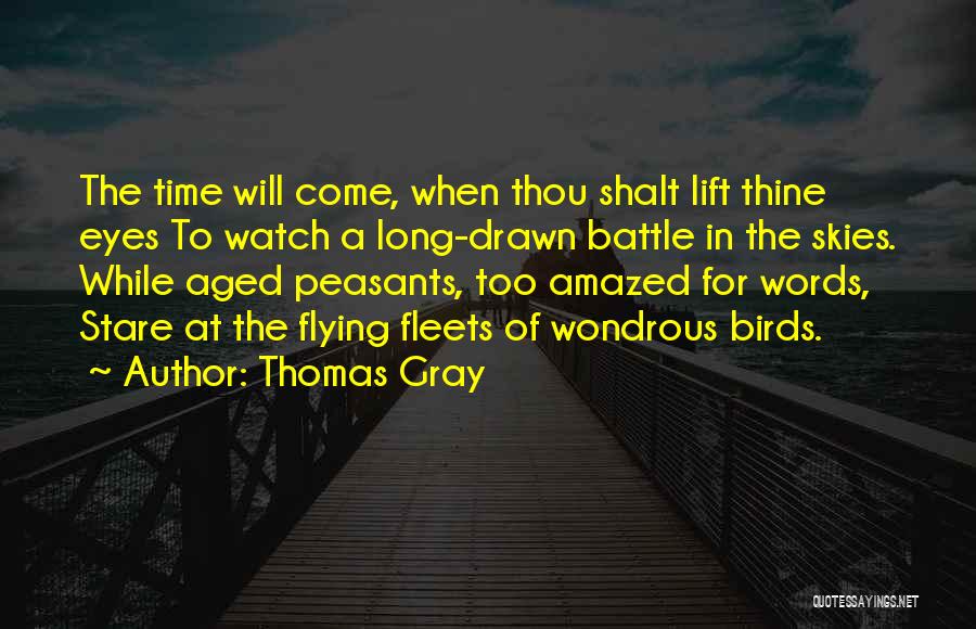 Thomas Gray Quotes: The Time Will Come, When Thou Shalt Lift Thine Eyes To Watch A Long-drawn Battle In The Skies. While Aged