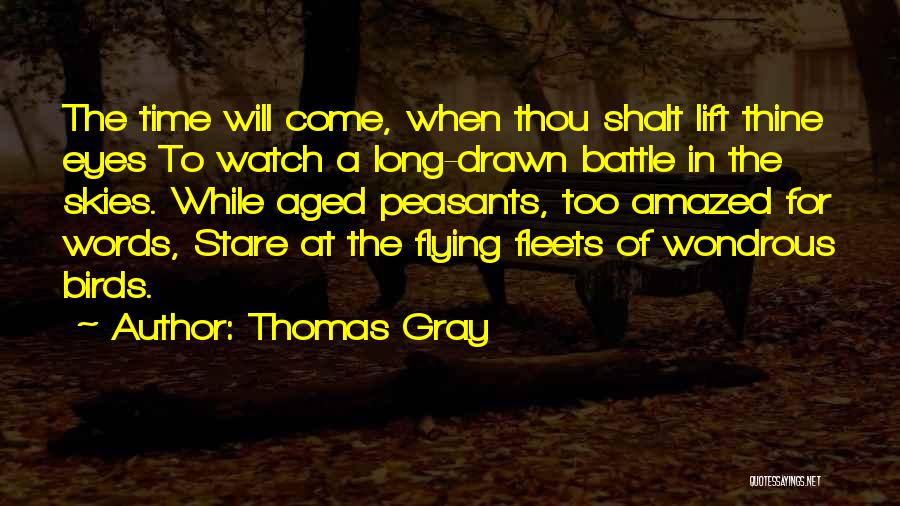 Thomas Gray Quotes: The Time Will Come, When Thou Shalt Lift Thine Eyes To Watch A Long-drawn Battle In The Skies. While Aged