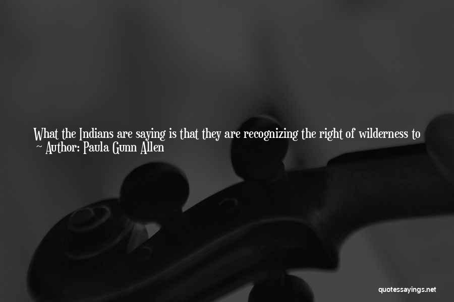 Paula Gunn Allen Quotes: What The Indians Are Saying Is That They Are Recognizing The Right Of Wilderness To Be Wilderness. Wilderness Is Not