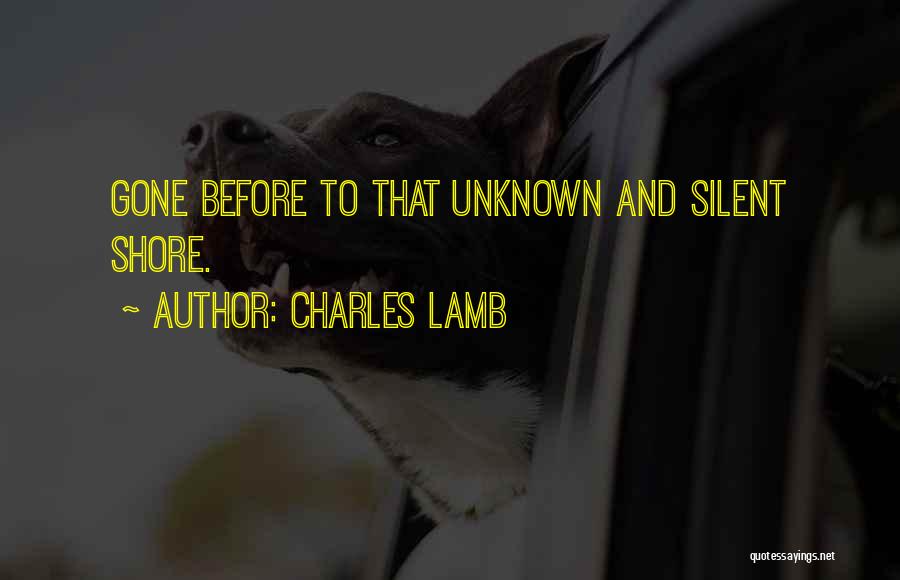 Charles Lamb Quotes: Gone Before To That Unknown And Silent Shore.