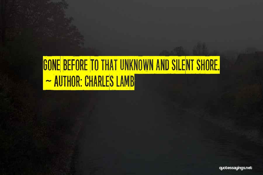Charles Lamb Quotes: Gone Before To That Unknown And Silent Shore.