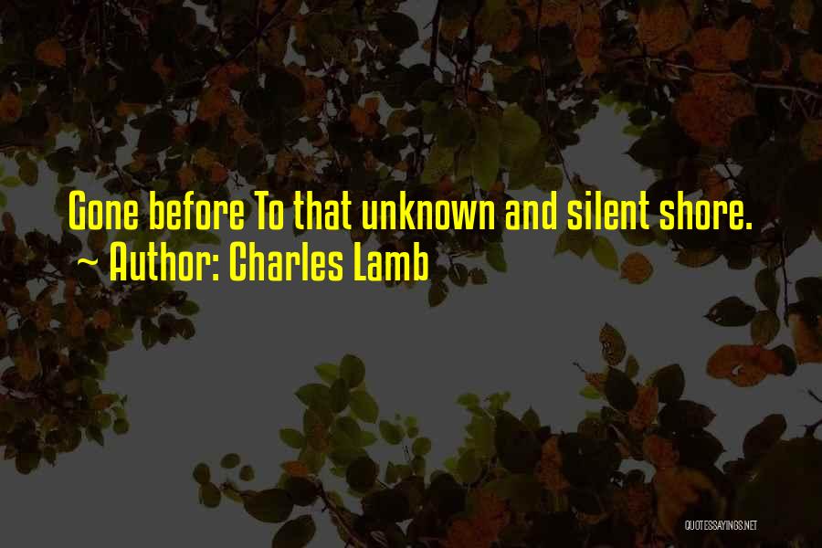 Charles Lamb Quotes: Gone Before To That Unknown And Silent Shore.