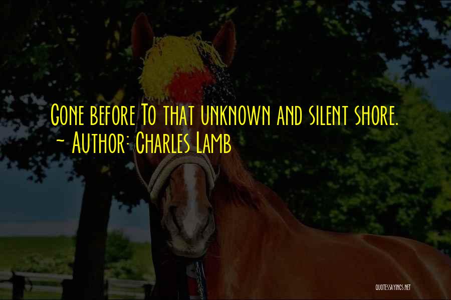 Charles Lamb Quotes: Gone Before To That Unknown And Silent Shore.