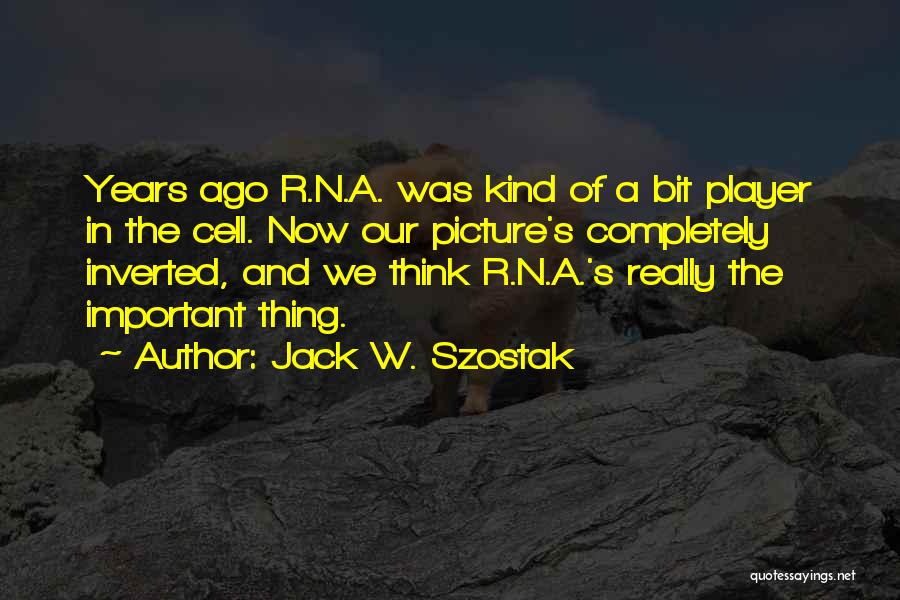 Jack W. Szostak Quotes: Years Ago R.n.a. Was Kind Of A Bit Player In The Cell. Now Our Picture's Completely Inverted, And We Think