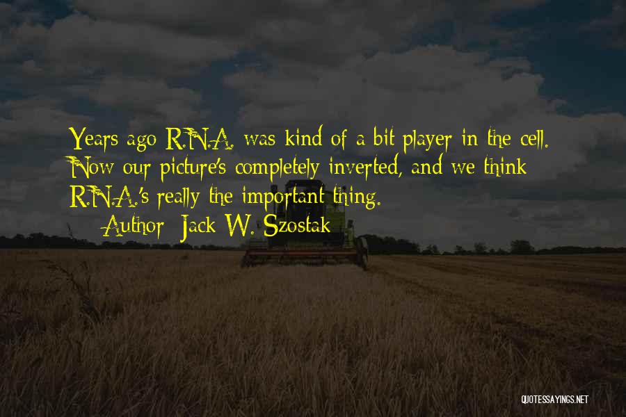 Jack W. Szostak Quotes: Years Ago R.n.a. Was Kind Of A Bit Player In The Cell. Now Our Picture's Completely Inverted, And We Think