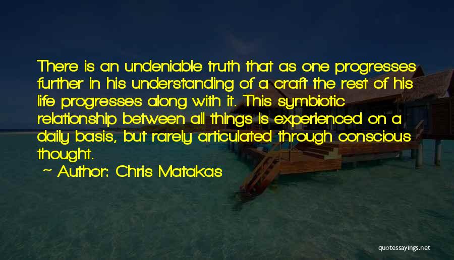 Chris Matakas Quotes: There Is An Undeniable Truth That As One Progresses Further In His Understanding Of A Craft The Rest Of His