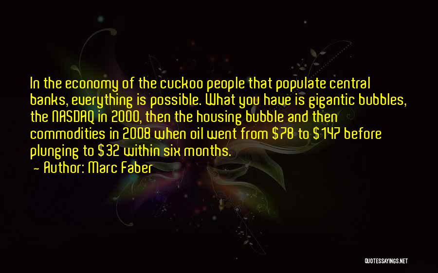 Marc Faber Quotes: In The Economy Of The Cuckoo People That Populate Central Banks, Everything Is Possible. What You Have Is Gigantic Bubbles,