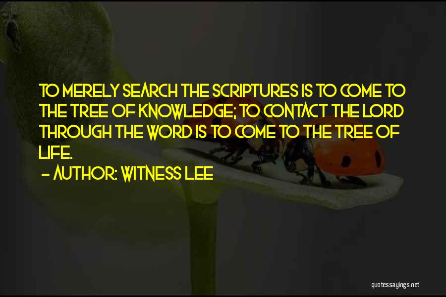 Witness Lee Quotes: To Merely Search The Scriptures Is To Come To The Tree Of Knowledge; To Contact The Lord Through The Word