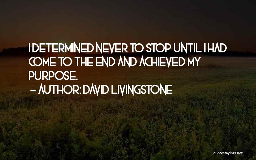 David Livingstone Quotes: I Determined Never To Stop Until I Had Come To The End And Achieved My Purpose.