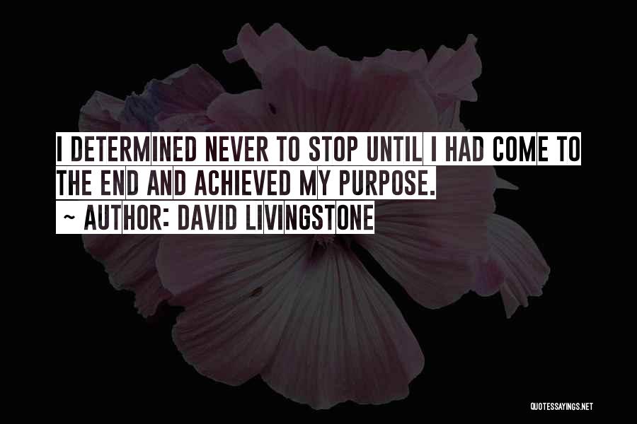 David Livingstone Quotes: I Determined Never To Stop Until I Had Come To The End And Achieved My Purpose.