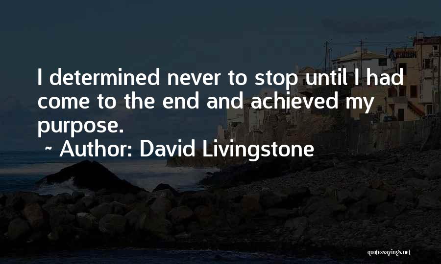 David Livingstone Quotes: I Determined Never To Stop Until I Had Come To The End And Achieved My Purpose.