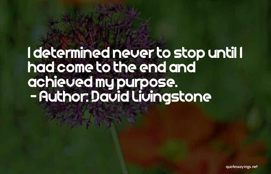 David Livingstone Quotes: I Determined Never To Stop Until I Had Come To The End And Achieved My Purpose.