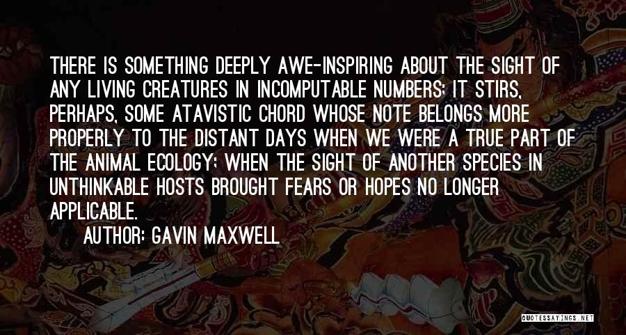 Gavin Maxwell Quotes: There Is Something Deeply Awe-inspiring About The Sight Of Any Living Creatures In Incomputable Numbers; It Stirs, Perhaps, Some Atavistic