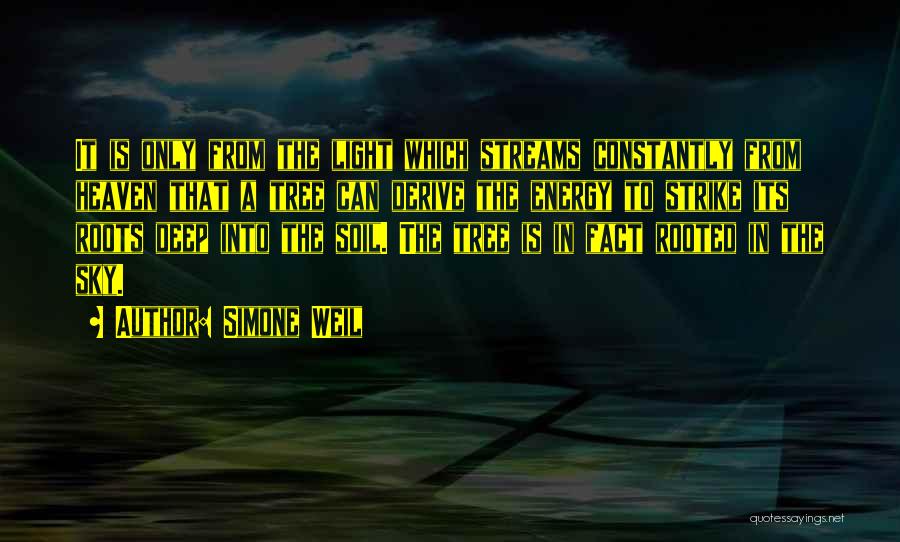 Simone Weil Quotes: It Is Only From The Light Which Streams Constantly From Heaven That A Tree Can Derive The Energy To Strike