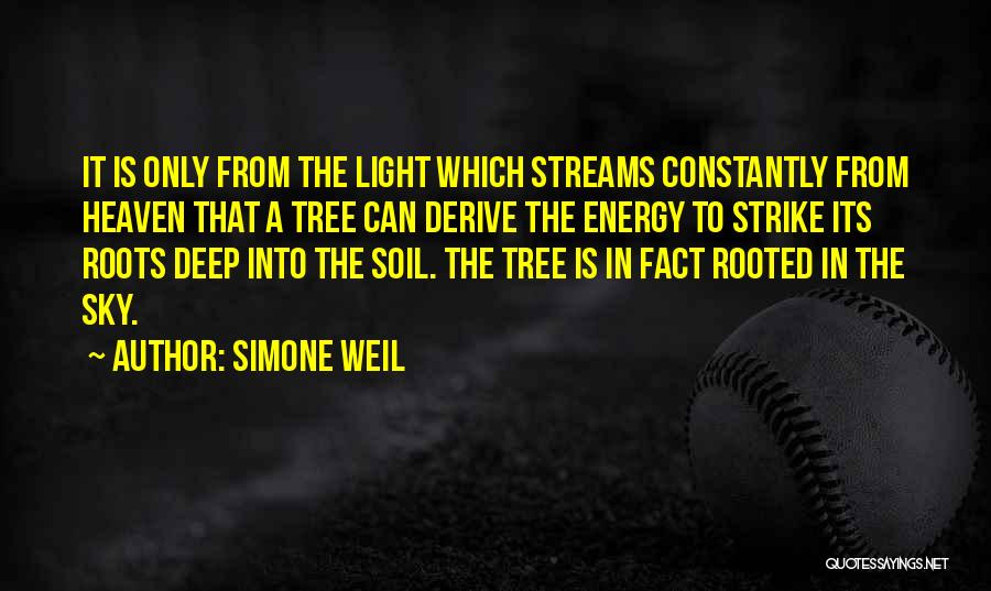 Simone Weil Quotes: It Is Only From The Light Which Streams Constantly From Heaven That A Tree Can Derive The Energy To Strike