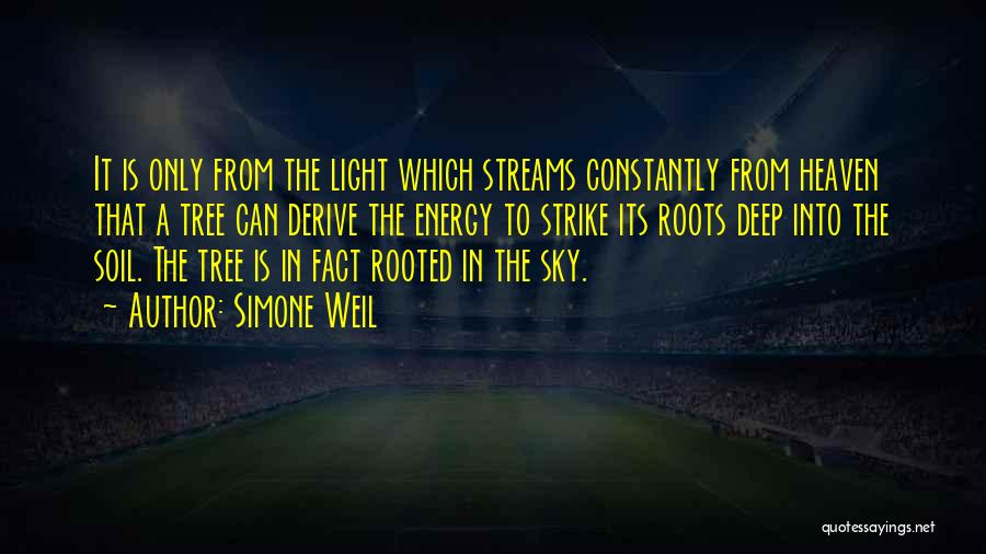 Simone Weil Quotes: It Is Only From The Light Which Streams Constantly From Heaven That A Tree Can Derive The Energy To Strike