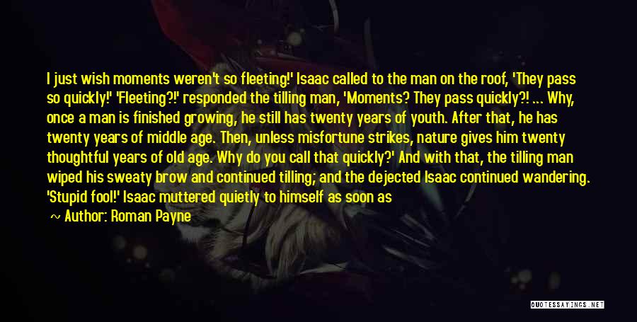 Roman Payne Quotes: I Just Wish Moments Weren't So Fleeting!' Isaac Called To The Man On The Roof, 'they Pass So Quickly!' 'fleeting?!'