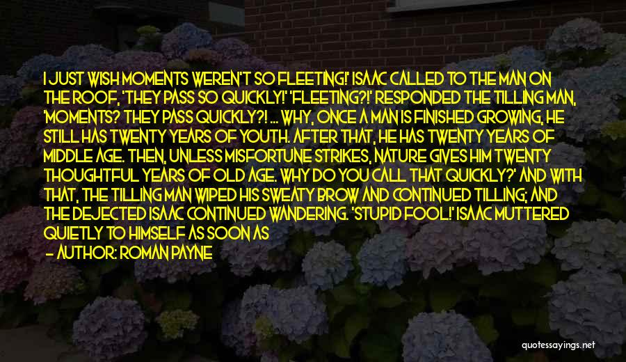 Roman Payne Quotes: I Just Wish Moments Weren't So Fleeting!' Isaac Called To The Man On The Roof, 'they Pass So Quickly!' 'fleeting?!'