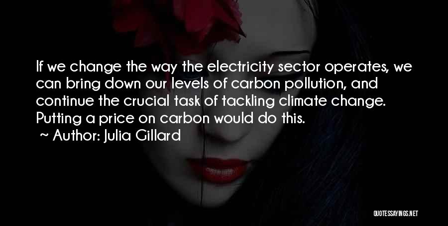 Julia Gillard Quotes: If We Change The Way The Electricity Sector Operates, We Can Bring Down Our Levels Of Carbon Pollution, And Continue