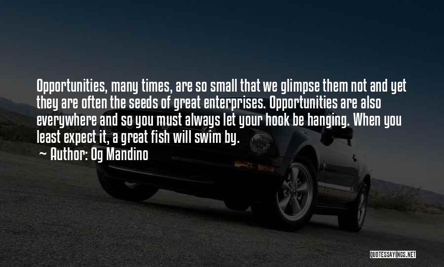 Og Mandino Quotes: Opportunities, Many Times, Are So Small That We Glimpse Them Not And Yet They Are Often The Seeds Of Great