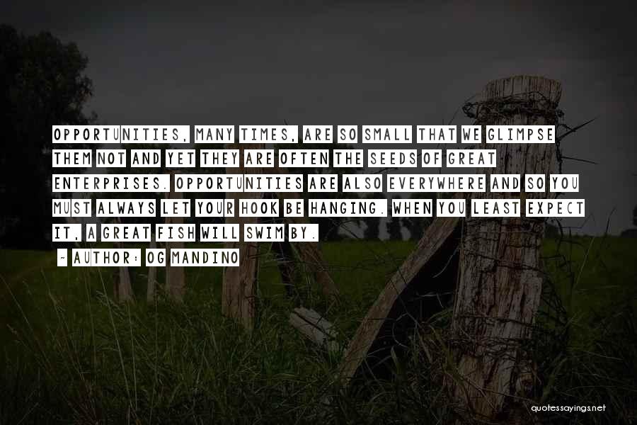 Og Mandino Quotes: Opportunities, Many Times, Are So Small That We Glimpse Them Not And Yet They Are Often The Seeds Of Great