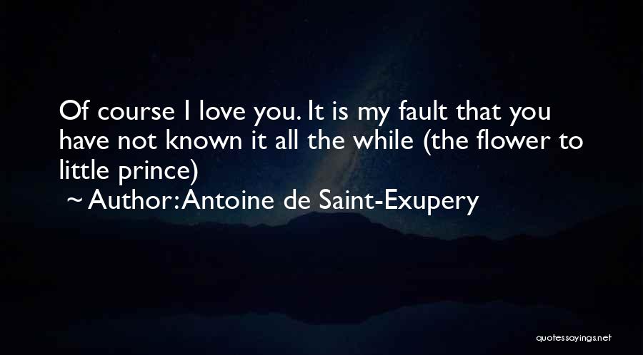 Antoine De Saint-Exupery Quotes: Of Course I Love You. It Is My Fault That You Have Not Known It All The While (the Flower