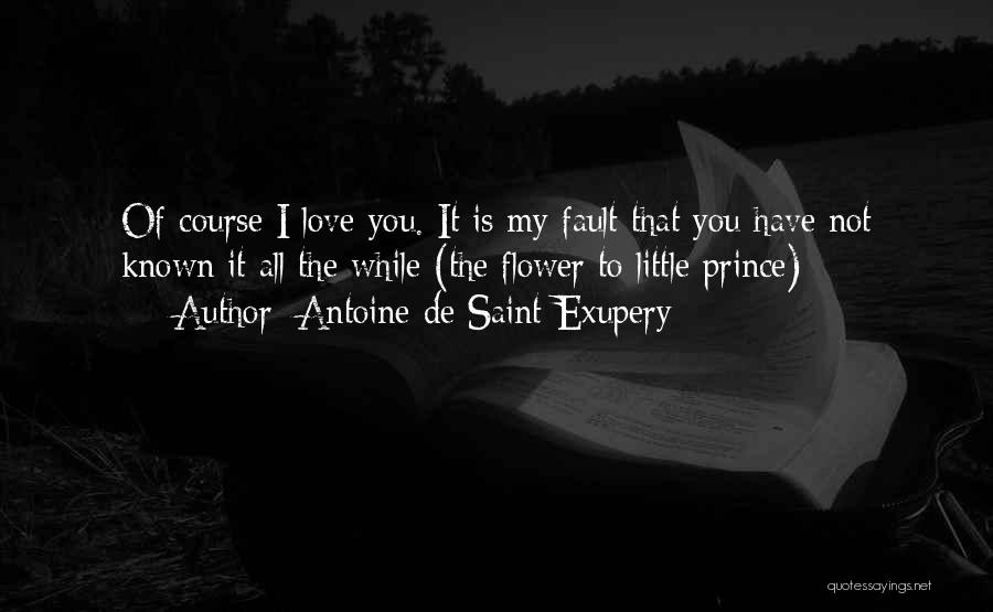 Antoine De Saint-Exupery Quotes: Of Course I Love You. It Is My Fault That You Have Not Known It All The While (the Flower