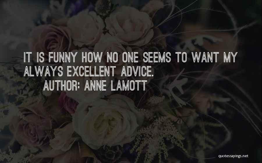 Anne Lamott Quotes: It Is Funny How No One Seems To Want My Always Excellent Advice.