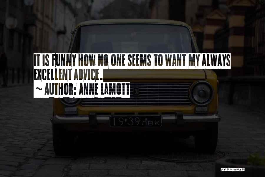 Anne Lamott Quotes: It Is Funny How No One Seems To Want My Always Excellent Advice.