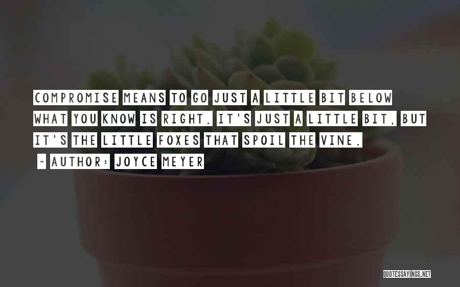 Joyce Meyer Quotes: Compromise Means To Go Just A Little Bit Below What You Know Is Right. It's Just A Little Bit, But