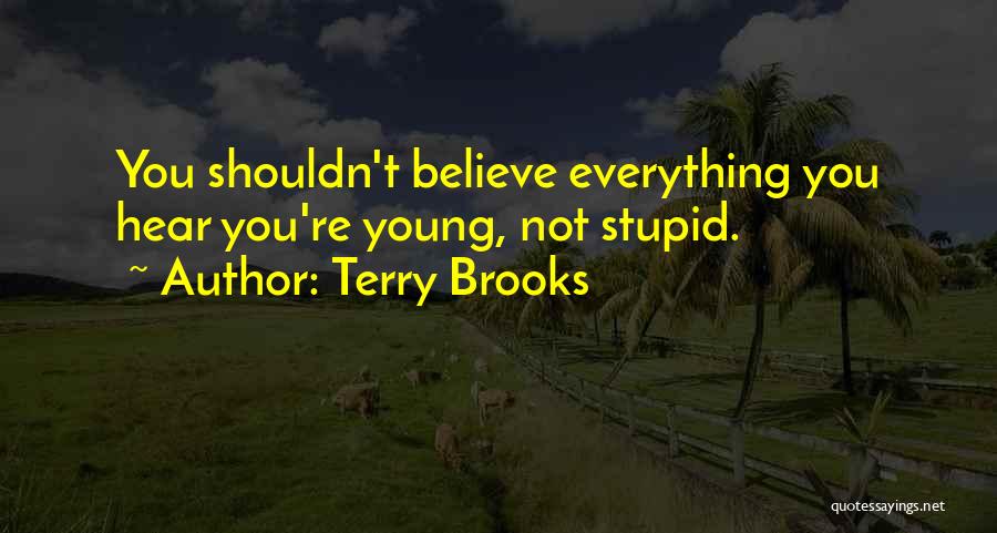 Terry Brooks Quotes: You Shouldn't Believe Everything You Hear You're Young, Not Stupid.