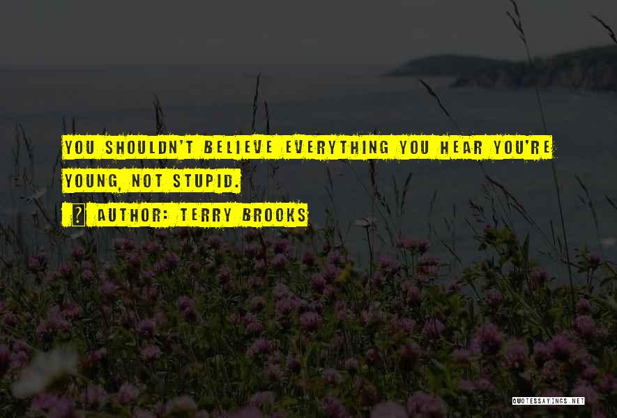 Terry Brooks Quotes: You Shouldn't Believe Everything You Hear You're Young, Not Stupid.