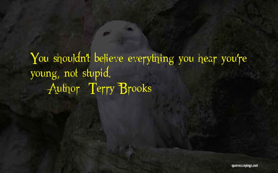 Terry Brooks Quotes: You Shouldn't Believe Everything You Hear You're Young, Not Stupid.