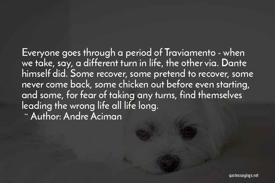 Andre Aciman Quotes: Everyone Goes Through A Period Of Traviamento - When We Take, Say, A Different Turn In Life, The Other Via.