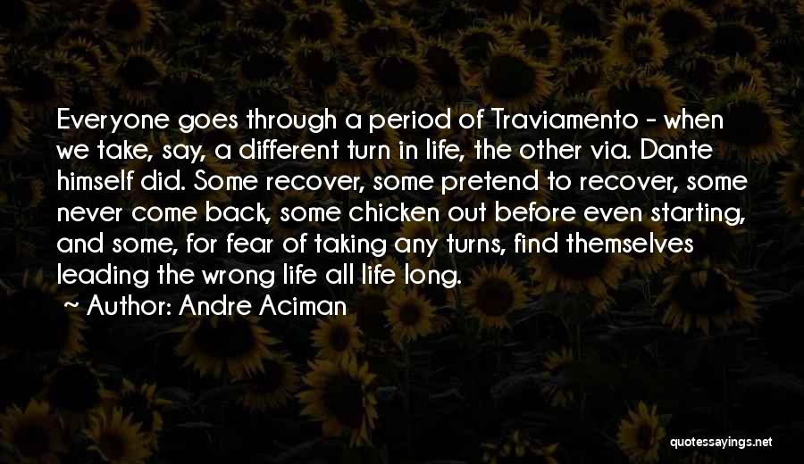 Andre Aciman Quotes: Everyone Goes Through A Period Of Traviamento - When We Take, Say, A Different Turn In Life, The Other Via.