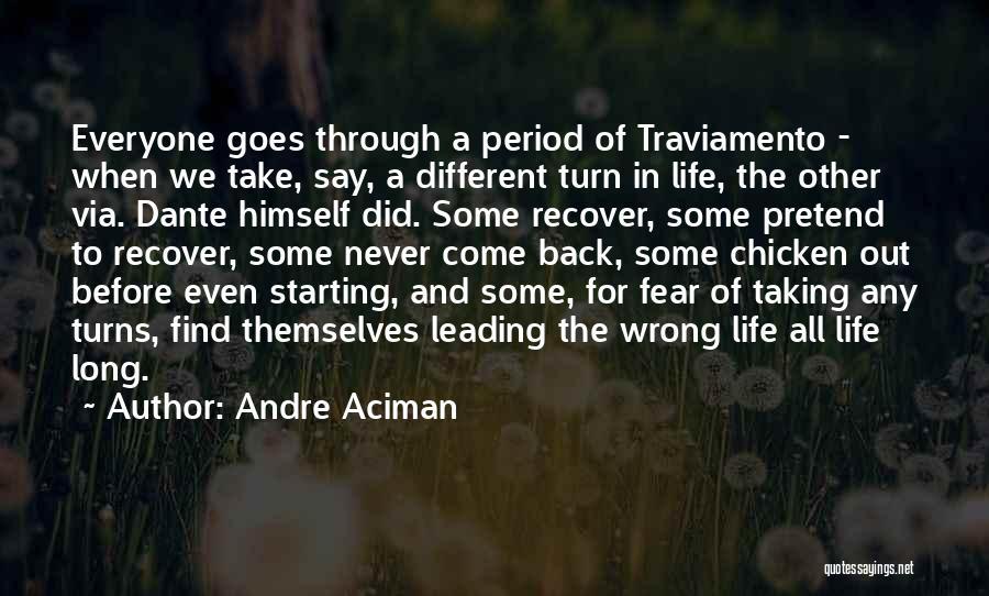 Andre Aciman Quotes: Everyone Goes Through A Period Of Traviamento - When We Take, Say, A Different Turn In Life, The Other Via.